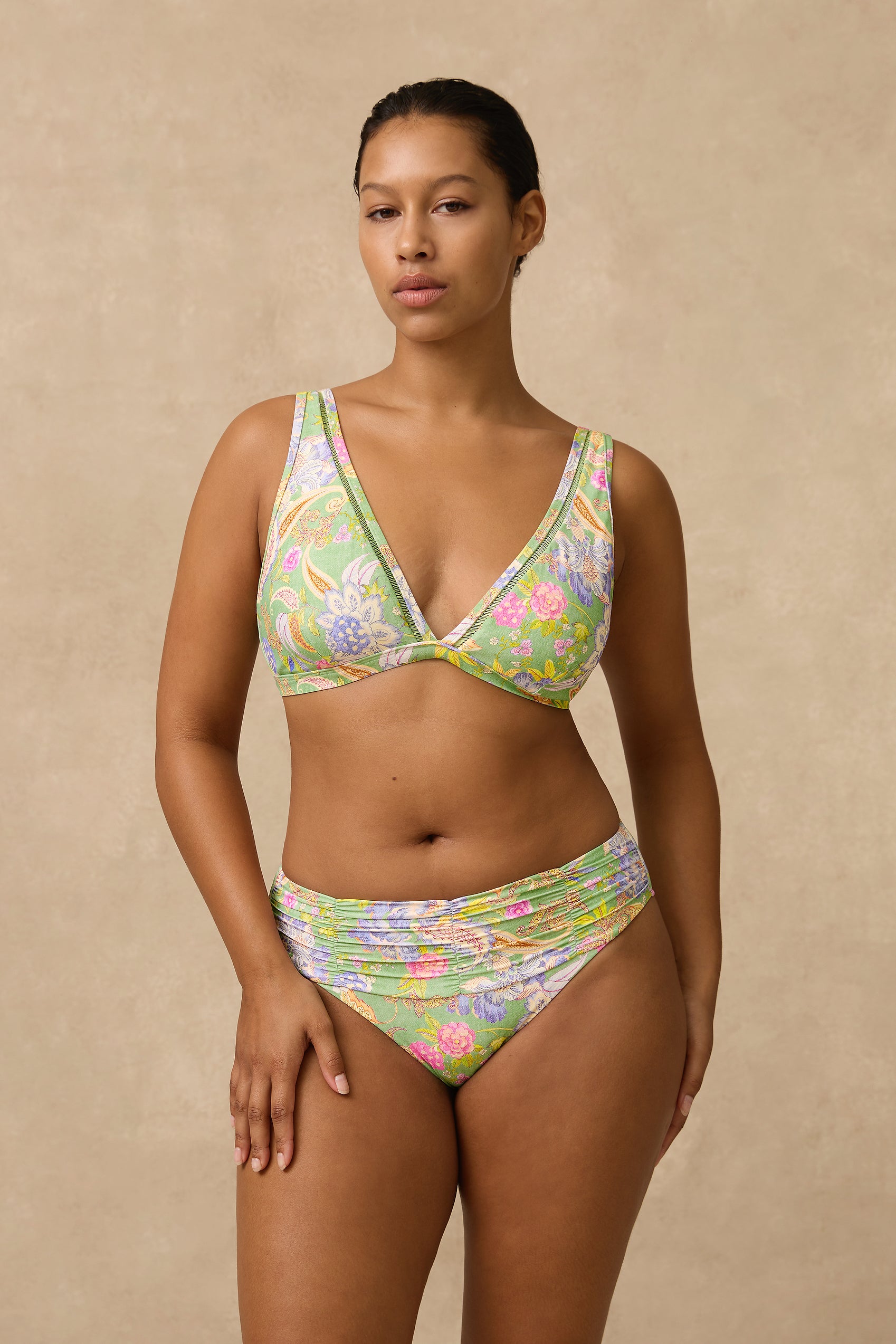 Jemma Mid Rise Ruched Pant - Bikini Bottoms - Monte & Lou