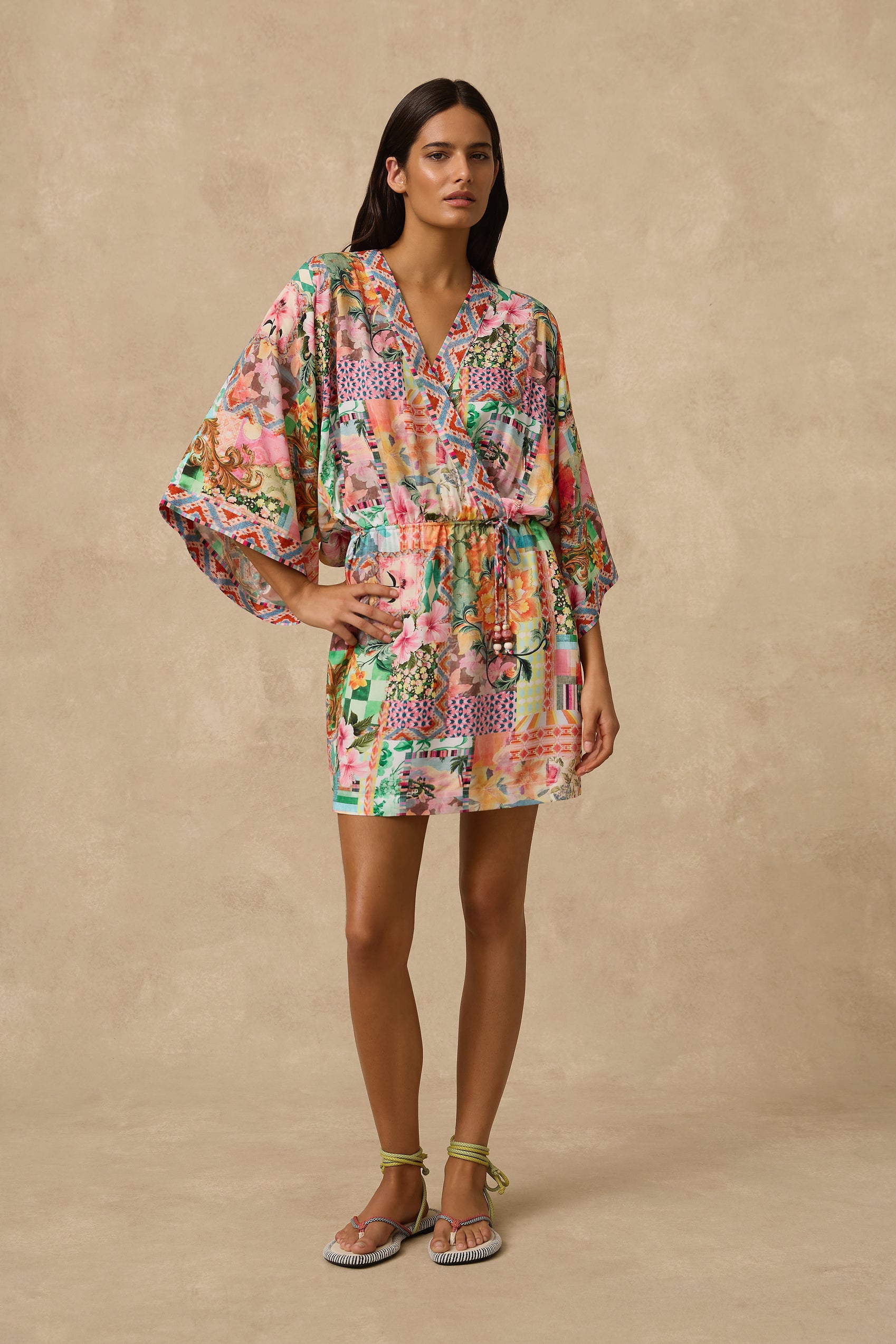 kimono mini dress Monte & Lou Kimono Mini Dress In Simi, Size S
