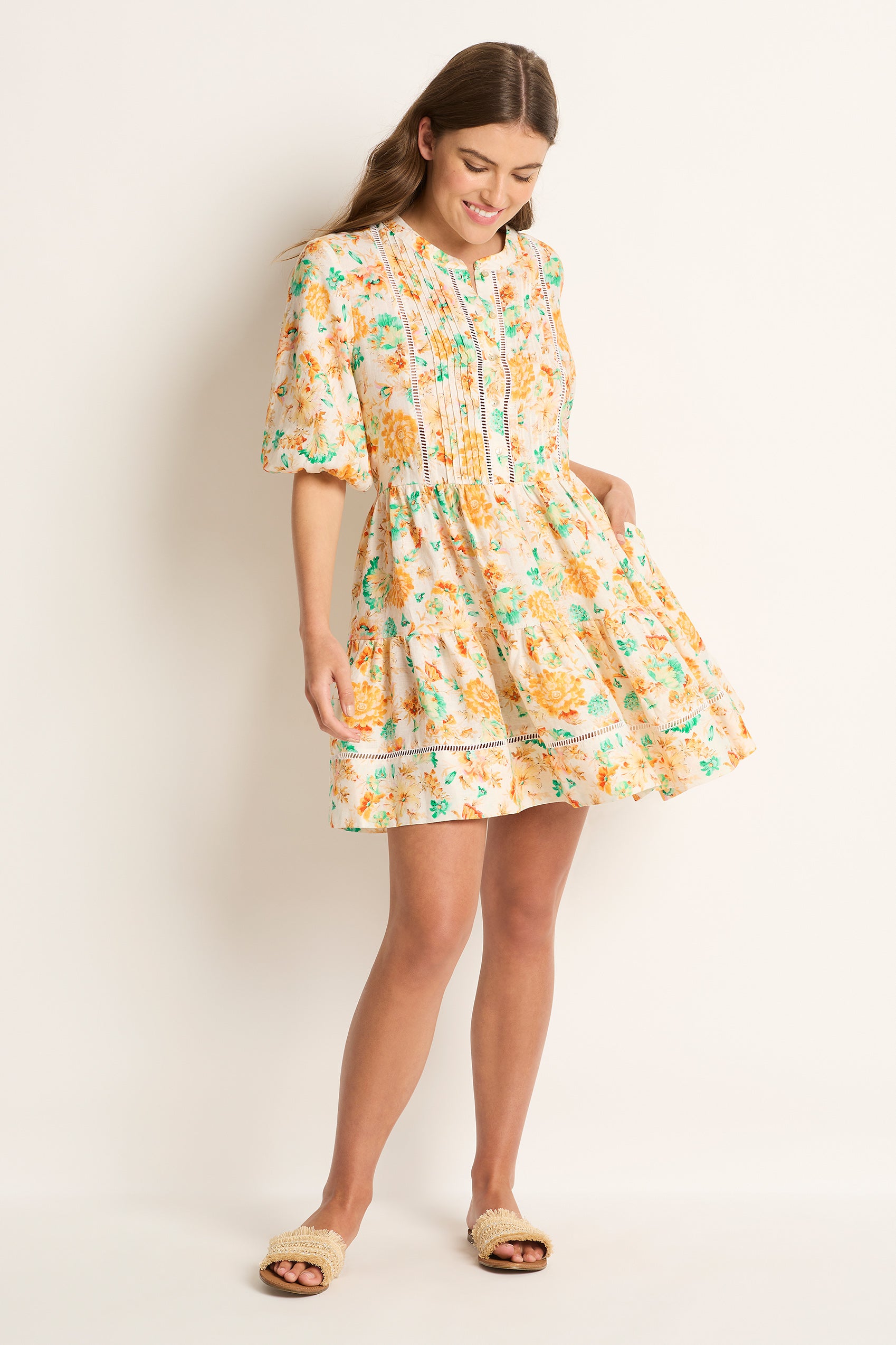 Romey Linen Tiered Dress - Clothing - Monte & Lou