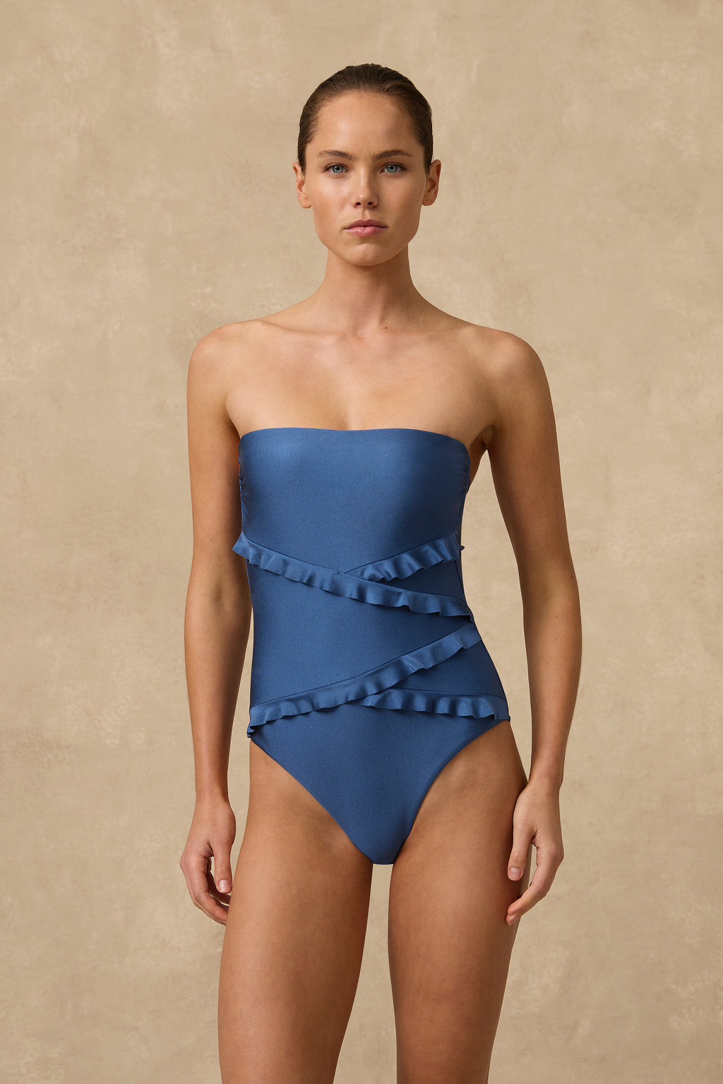 Lustre Spliced Frill Bandeau One Piece - One Piece - Monte & Lou
