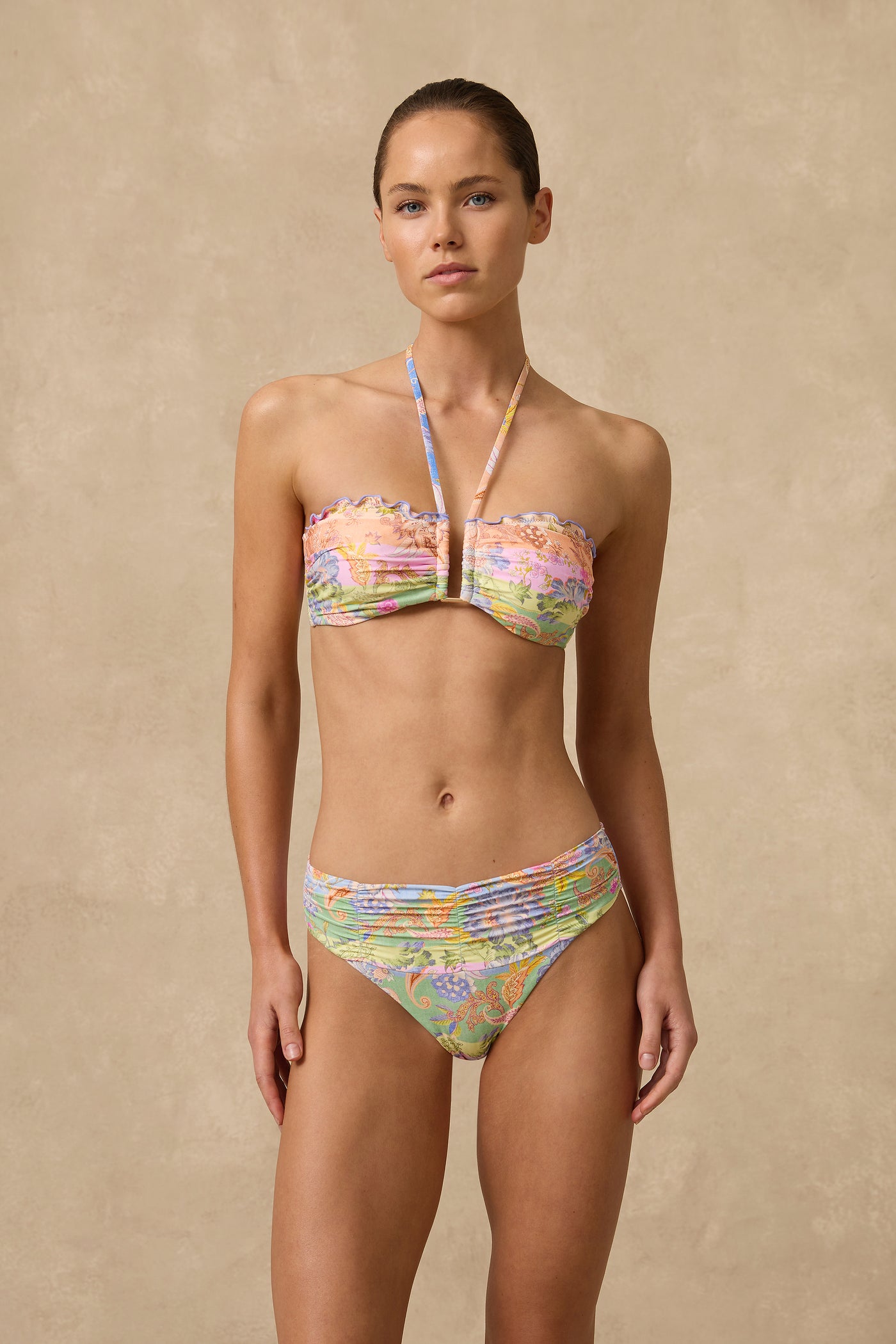 Jemma Stripe Mid Rise Ruched Pant