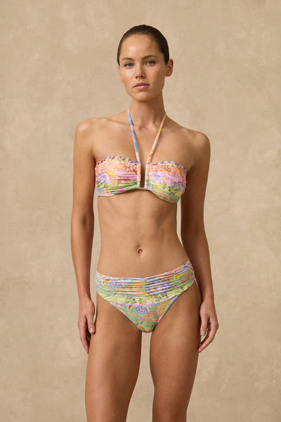 Jemma Stripe Mid Rise Ruched Pant