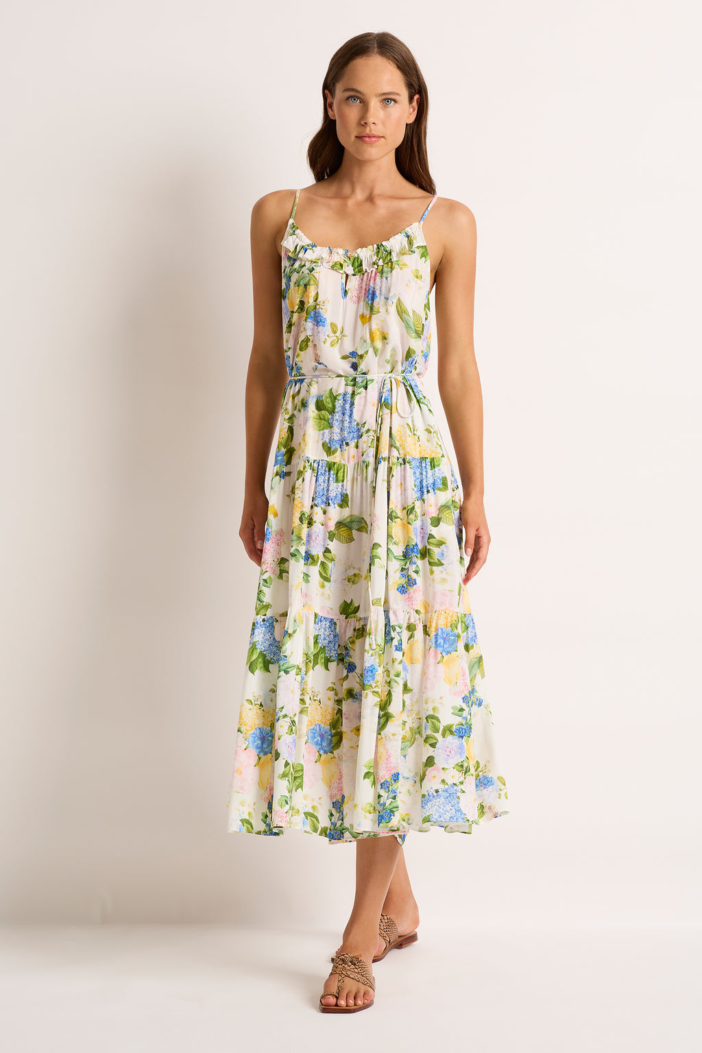 Posie Frill Tiered Midi Dress - Clothing - Monte & Lou