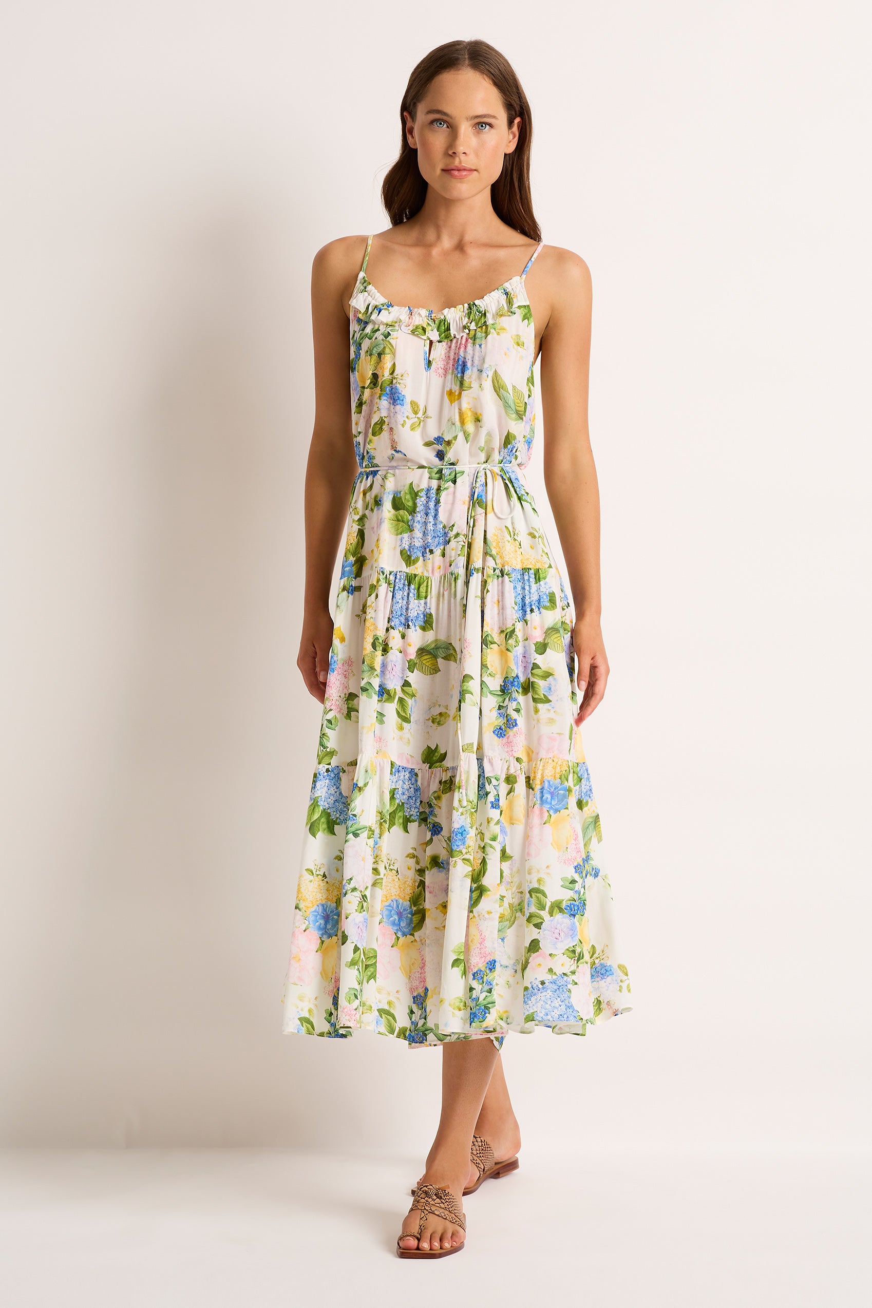 Posie Frill Tiered Midi Dress - Clothing - Monte & Lou