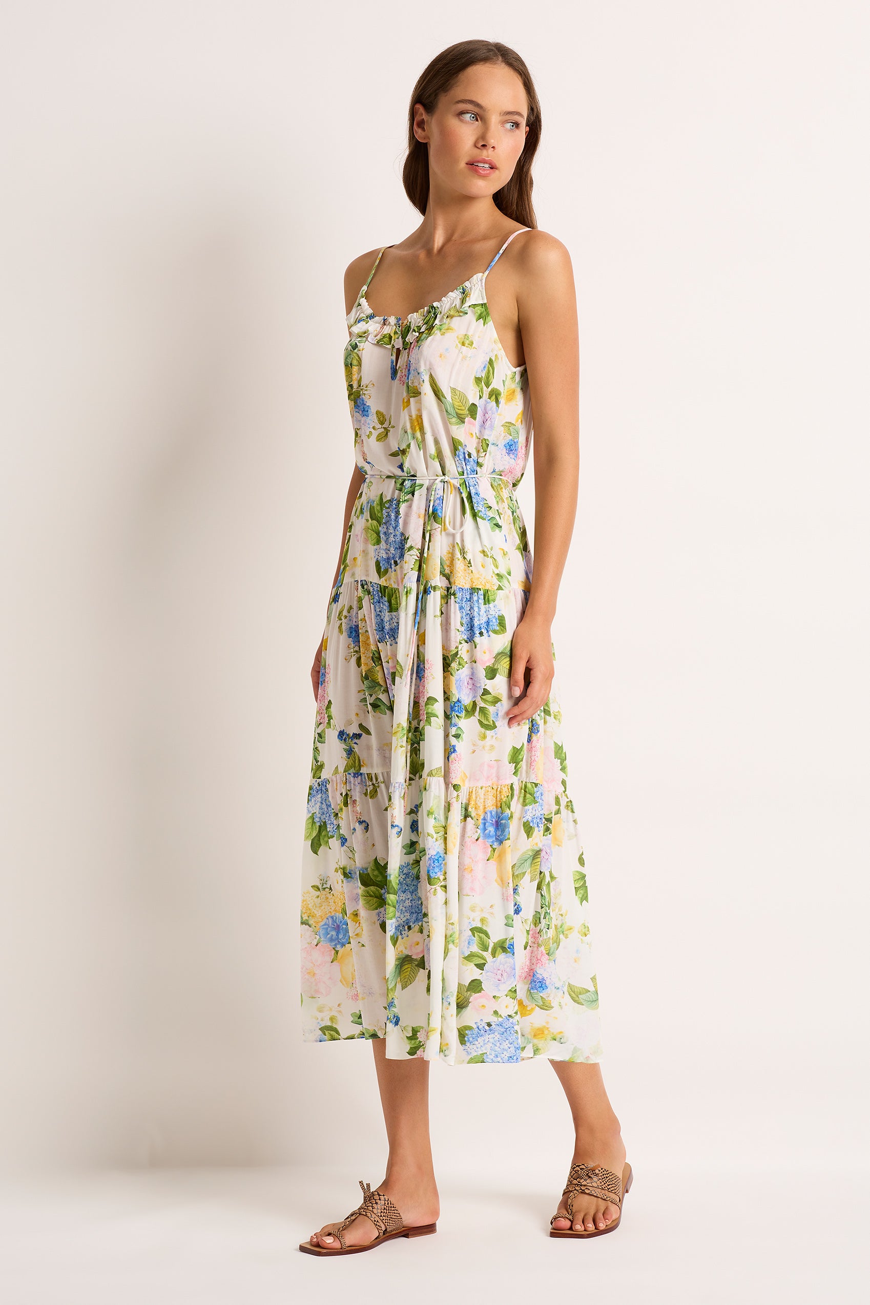 Posie Frill Tiered Midi Dress - Clothing - Monte & Lou