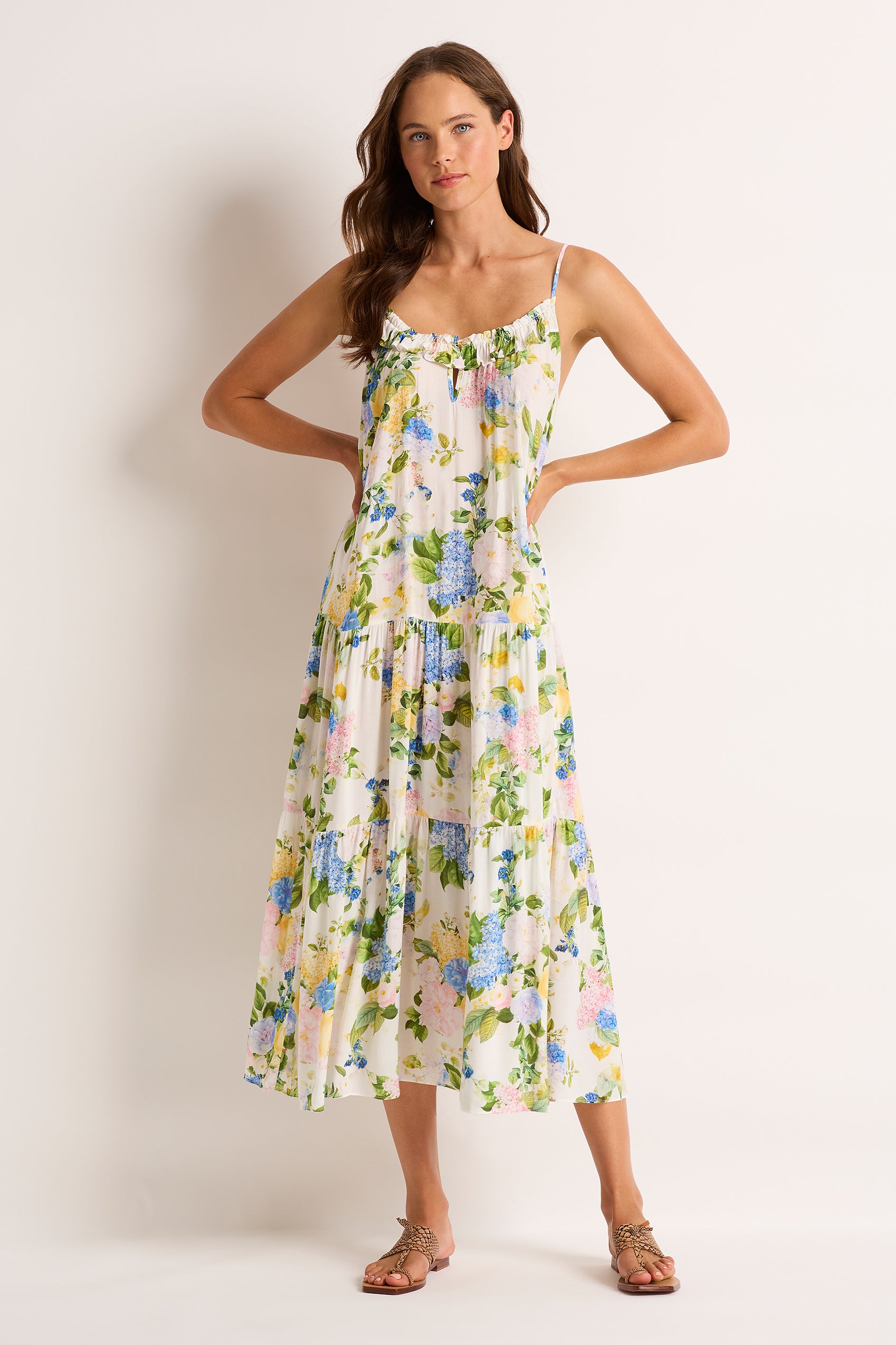Posie Frill Tiered Midi Dress - Clothing - Monte & Lou