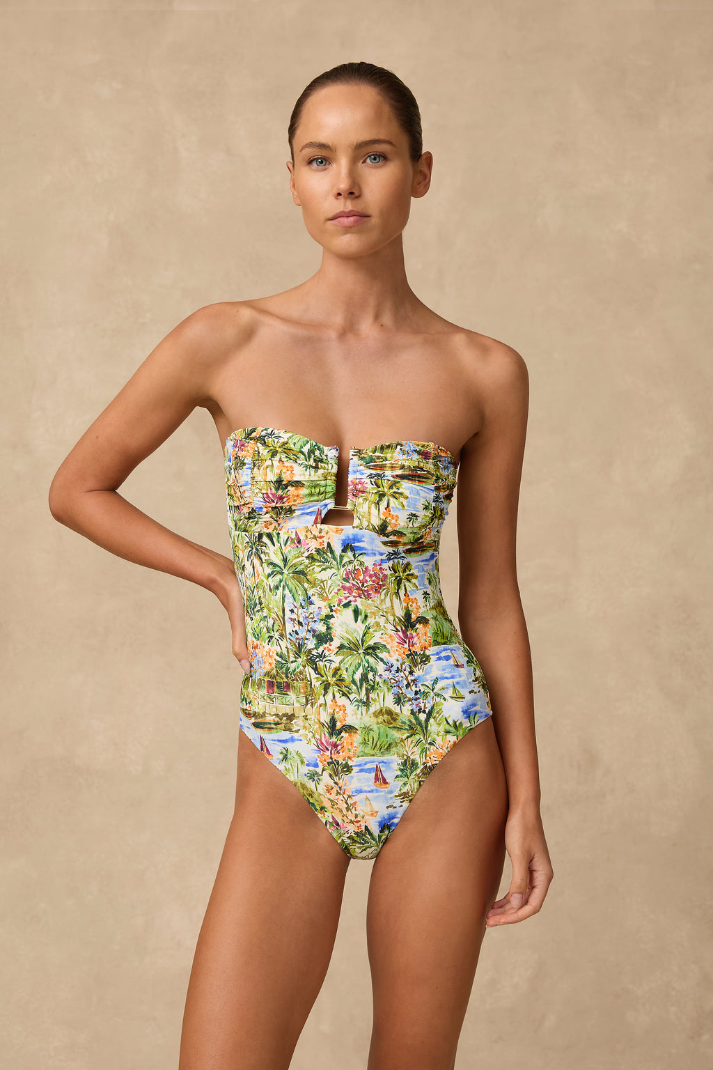 Costa Ruched U Wire Bandeau One Piece