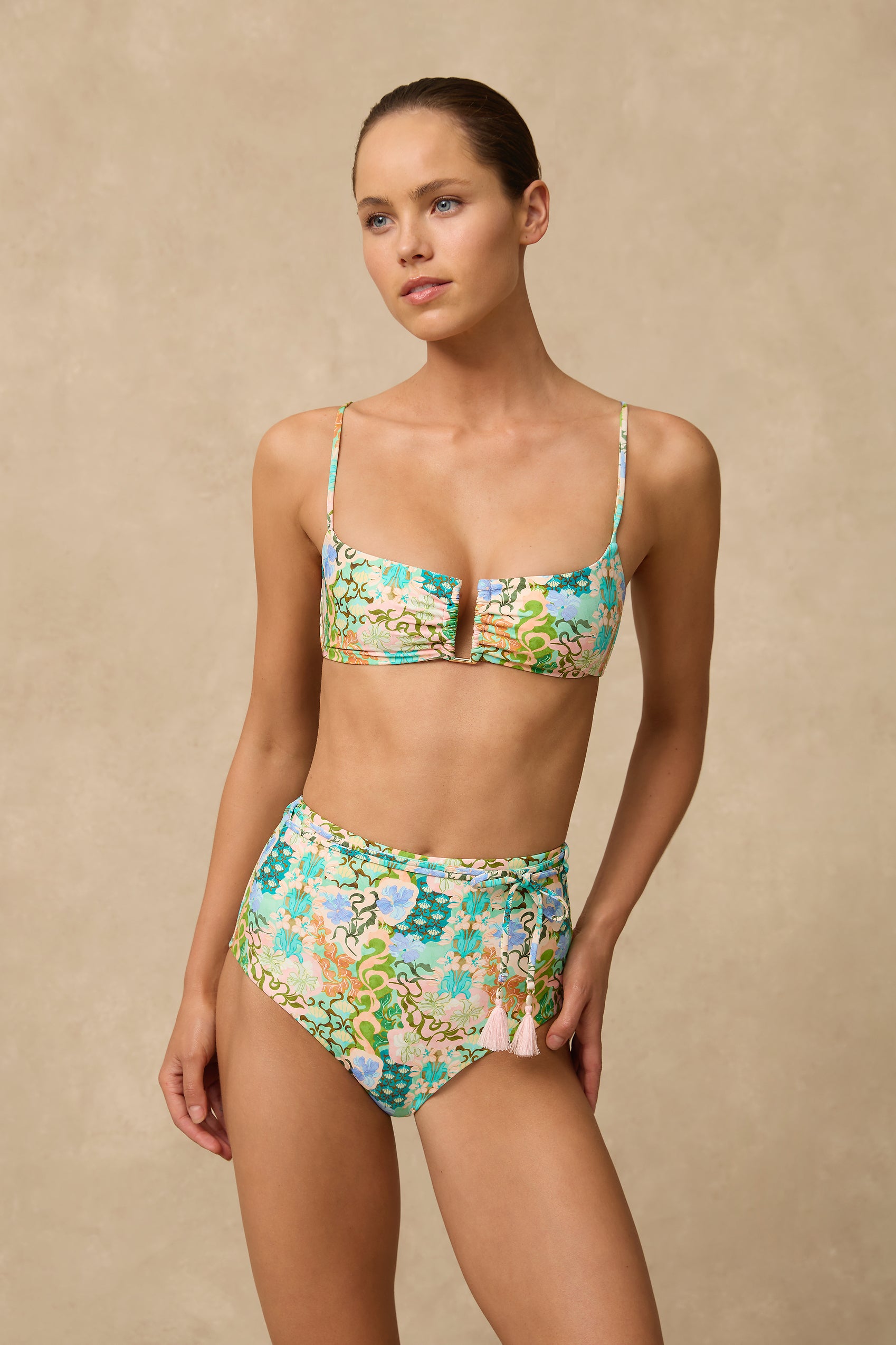 Ayla High Waist Belted Retro Pant - Bikini Bottoms - Monte & Lou