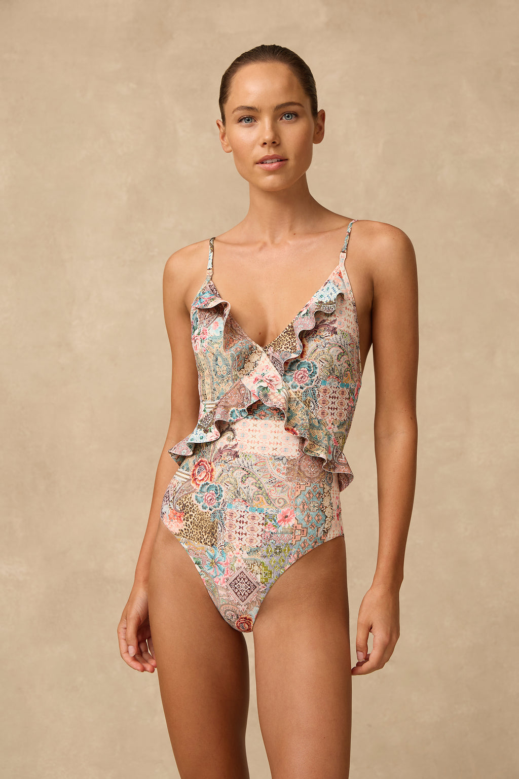Francesca Cross Front Frill One Piece