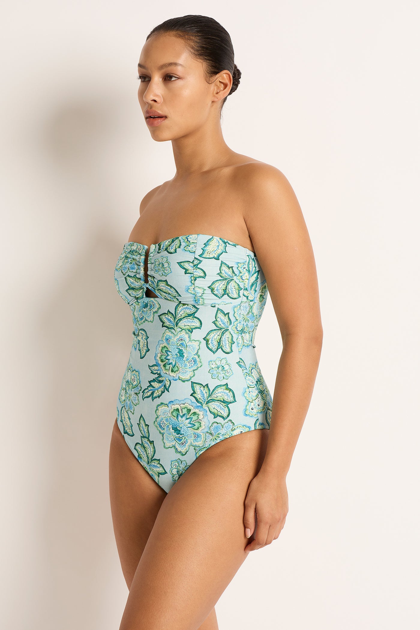 Indienne Ruched U wire Bandeau One Piece