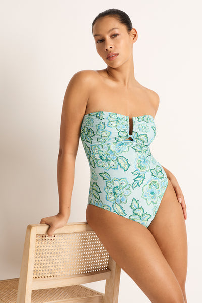 Indienne Ruched U wire Bandeau One Piece